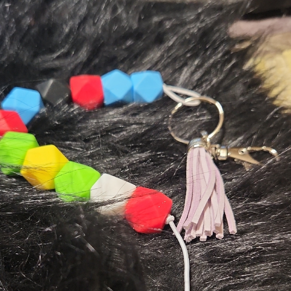 Colorful Beaded silicone Keychain with Tassel